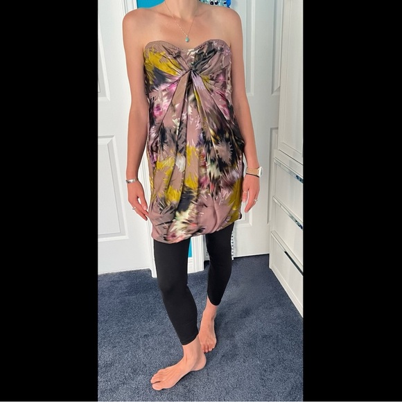 Vintage Burnout Silk-Mix Strapless Dress – Multi Abstract Prom & Special Events - Picture 9 of 16